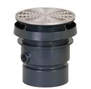 Sioux Chief Hub PVC Floor Drain Assembly with 7 in. Square 304 Stainless Steel Grate and Ring and Strainer 