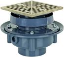 Sioux Chief Hub PVC Floor Drain Assembly with 6-1/2 in. Square Nickel Bronze Grate and Ring and Strainer 