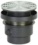 3 in. No Hub Ductile Iron Floor Drain Assembly with 6-1/2 in. Round 304 Stainless Steel Grate and Ring and Strainer