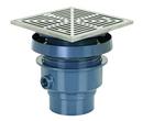 3 x 4 in. Hub PVC Floor Drain Assembly with 7 in. Square 304 Stainless Steel Grate and Ring and Strainer