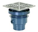 Sioux Chief Hub PVC Floor Drain Assembly with 7 in. Square 304 Stainless Steel Grate and Ring and Strainer 