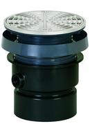 4 in. No Hub ABS Floor Drain Assembly with 6-1/2 in. Round 304 Stainless Steel Grate and Ring and Strainer