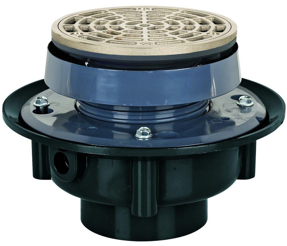 Sioux Chief Hub ABS Floor Drain Assembly with 5-1/2 in. Round Nickel Bronze Grate and Ring and Strainer 