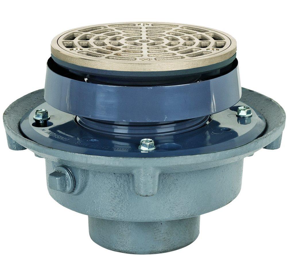 Sioux Chief No Hub Cast Iron Floor Drain Assembly with 5-1/2 in. Round Nickel Bronze Grate and Ring and Strainer 