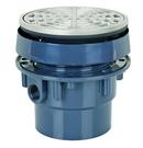 Sioux Chief Hub PVC Floor Drain Assembly with 5-1/2 in. Round 304 Stainless Steel Grate and Ring and Strainer 