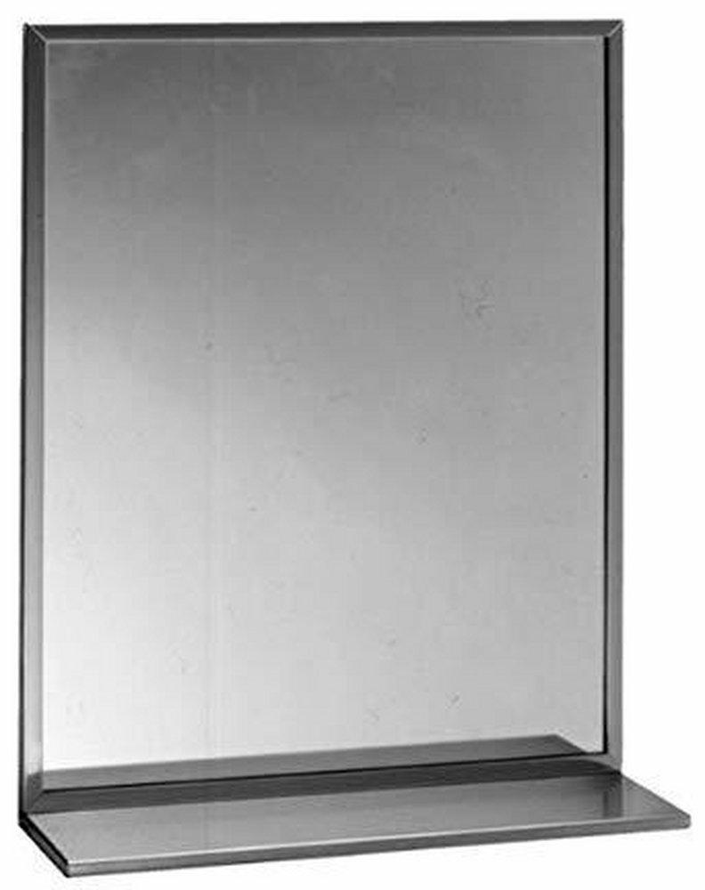 Bobrick 18 in. Stainless Steel Channel Frame Mirror with Shelf 