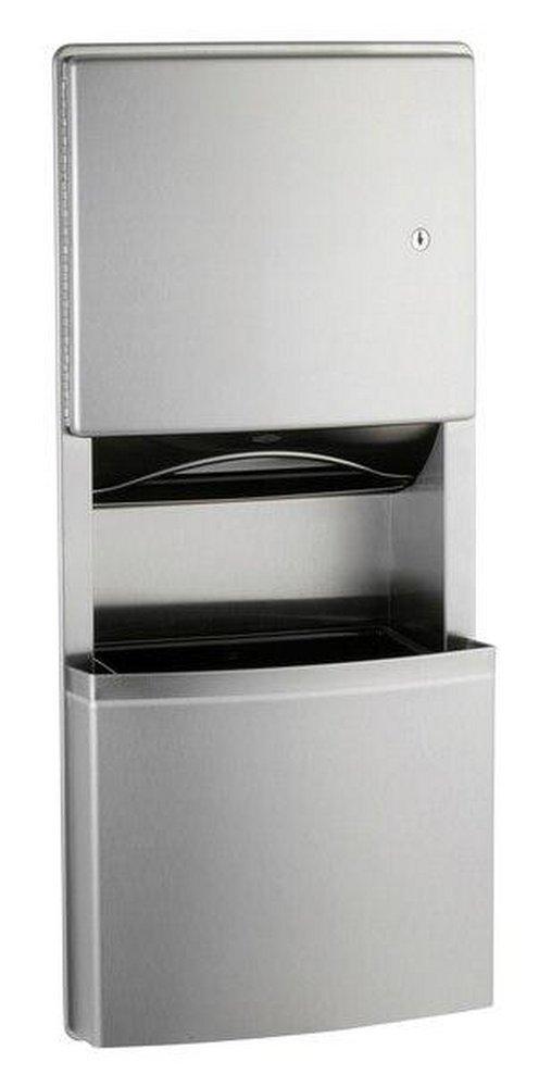 Bobrick Satin Stainless Steel Paper Towel Dispenser and Waste Receptacle 