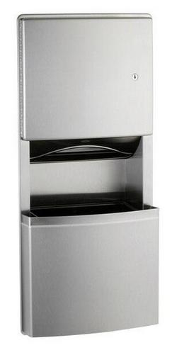 Paper Towel Dispenser and Waste Receptacle in Satin Stainless Steel
