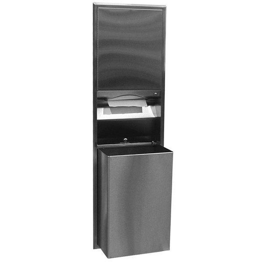 Bobrick Satin Stainless Steel Recessed Convertible Paper Towel Dispenser or Waste Receptacle 