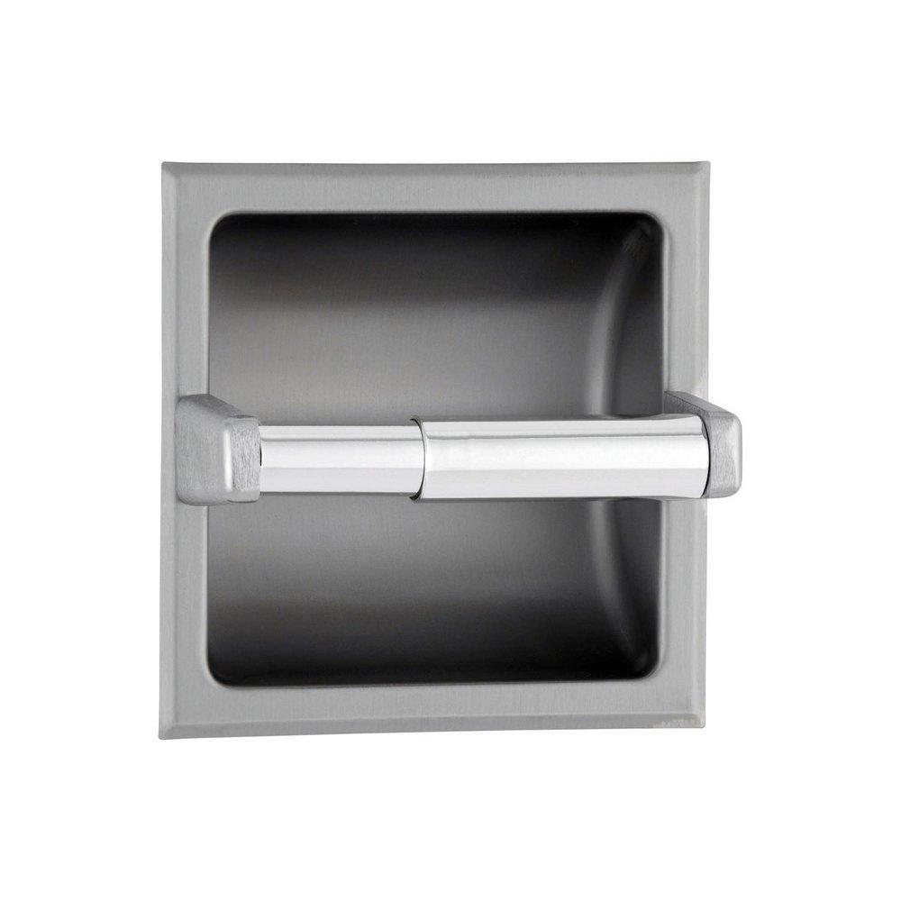 Bobrick Satin Stainless Steel 6-1/8 x 6-1/8 in. Recessed Toilet Tissue Dispenser 