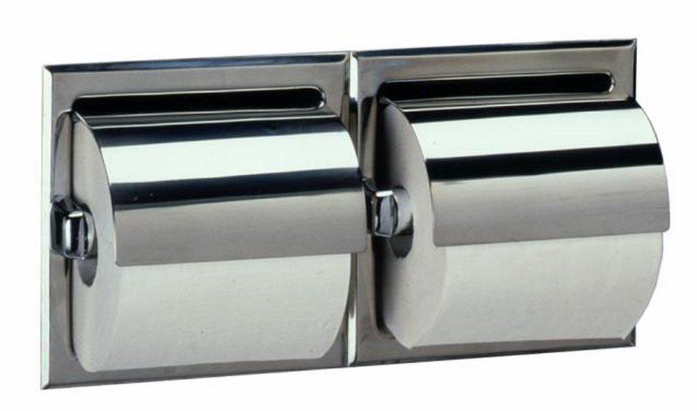 Bobrick Stainless Steel 2-Roll Toilet Paper Dispenser with Cover 