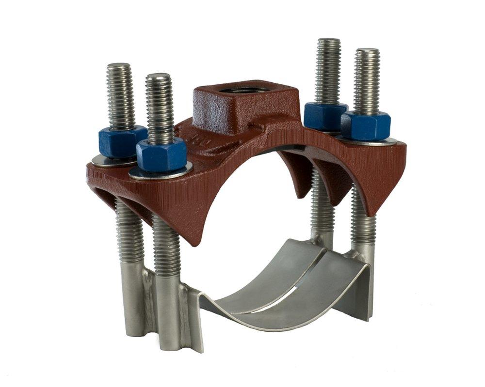 JCM Industries 6 in. CC Ductile Iron and Stainless Steel Double Strap Saddle 6.63 - 6.90 in. 