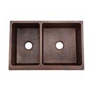 Premier Copper Products Oil Rubbed Bronze 33 x 22 in. No Hole Copper 2 Bowl Farmhouse and Dual Mount Kitchen Sink 