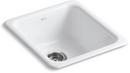 17 x 18-3/4 in. No Hole Cast Iron Single Bowl Dual Mount Kitchen Sink in White