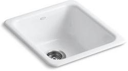 17 in. Dual Mount Cast Iron Single Bowl Bar Sink in White
