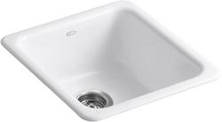 17 in. Dual Mount Cast Iron Single Bowl Bar Sink in White