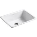 KOHLER White 24-1/4 in. Dual Mount Cast Iron Single Bowl Bar Sink 