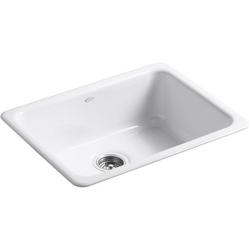 24-1/4 in. Dual Mount Cast Iron Single Bowl Bar Sink in White