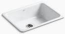 KOHLER White 24-1/4 x 18-3/4 in. No Hole Cast Iron Single Bowl Dual Mount Kitchen Sink 