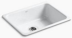 24-1/4 in. Dual Mount Cast Iron Single Bowl Bar Sink in White