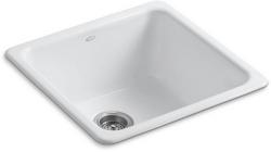 20-7/8 in. Dual Mount Cast Iron Single Bowl Bar Sink in White