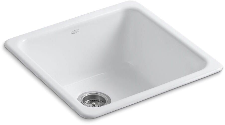 KOHLER White 20-7/8 in. Dual Mount Cast Iron Single Bowl Bar Sink 