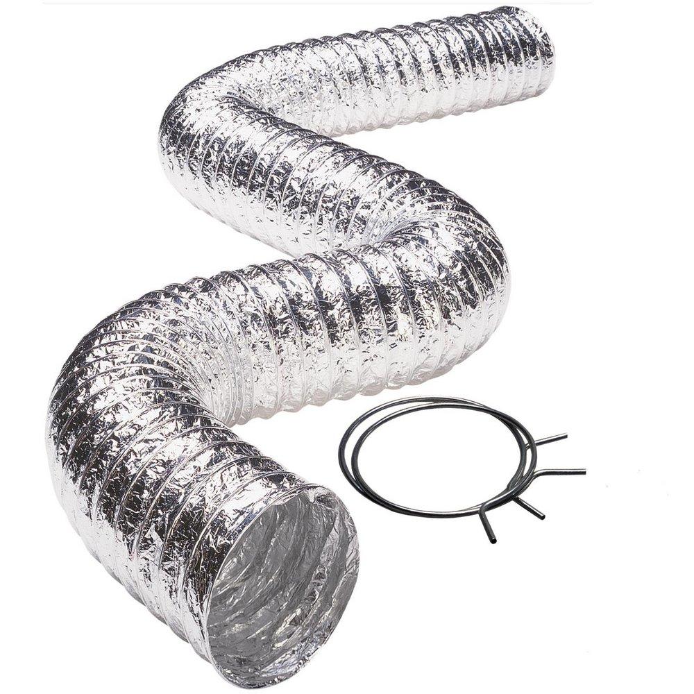 Deflecto Silver 5 ft. Aluminum Flex Dryer Duct with Clamp 