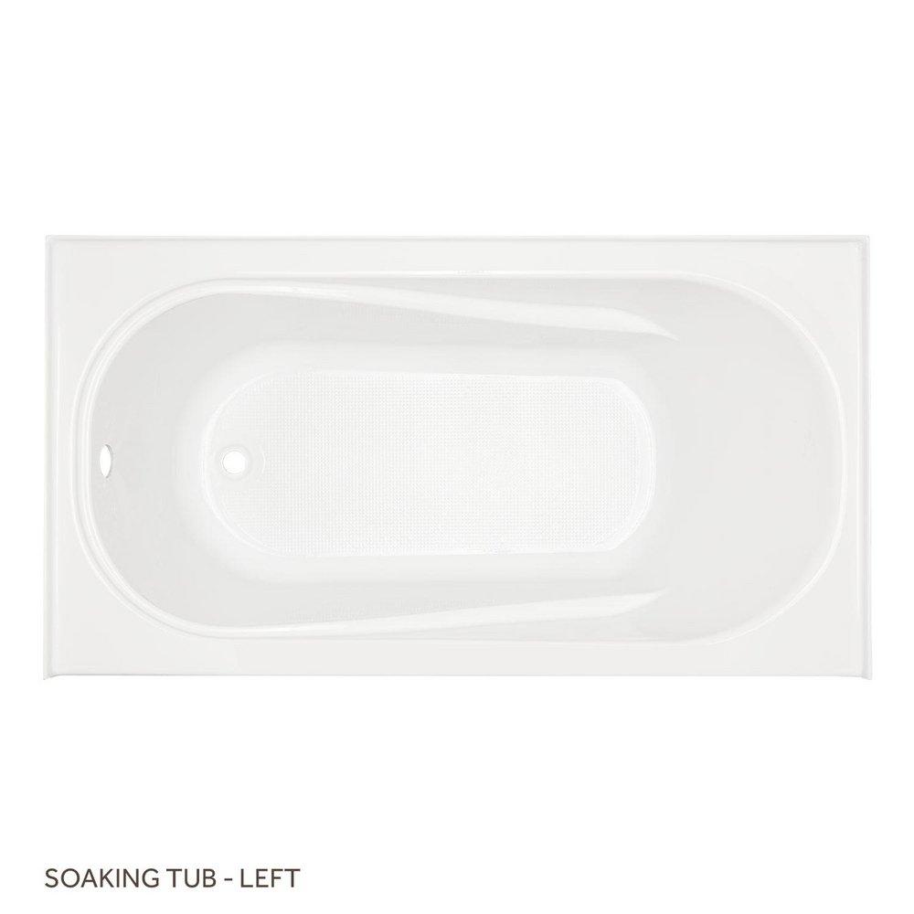 Signature Hardware White 59-3/4 x 32 in. Soaker Alcove Bathtub with Left Drain 