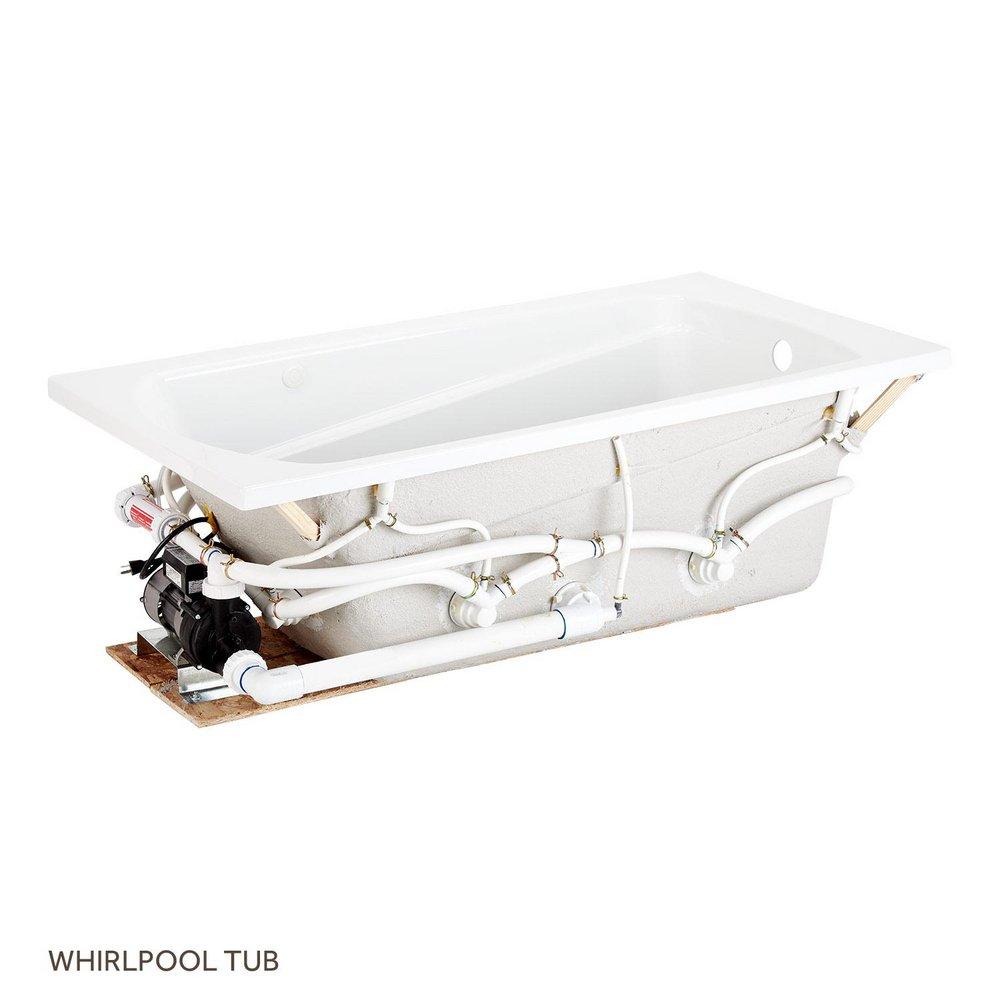 Signature Hardware White 59-1/2 x 32 in. Soaker Drop-In Bathtub End Drain 