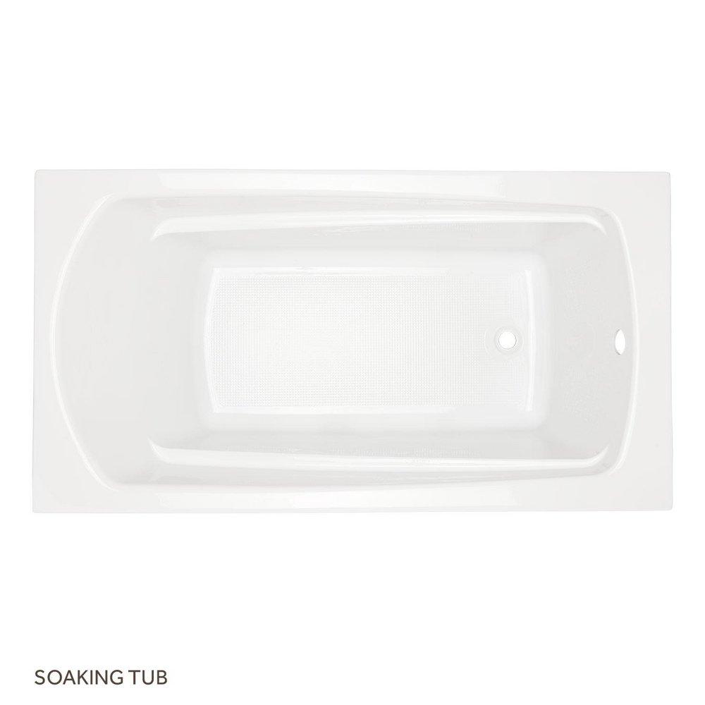 Signature Hardware White 59-1/2 x 32 in. Soaker Drop-In Bathtub End Drain 