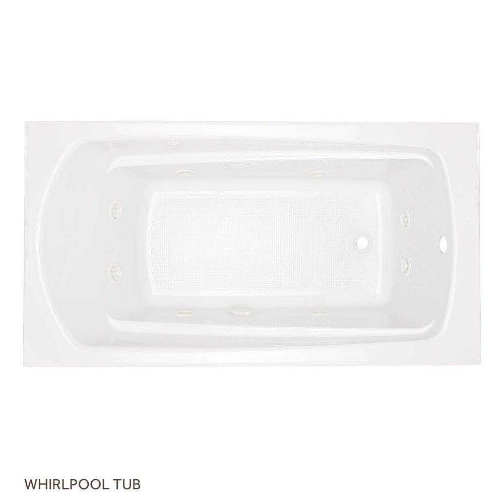 Signature Hardware White 59-1/2 x 32 in. Whirlpool Drop-In Bathtub End Drain 