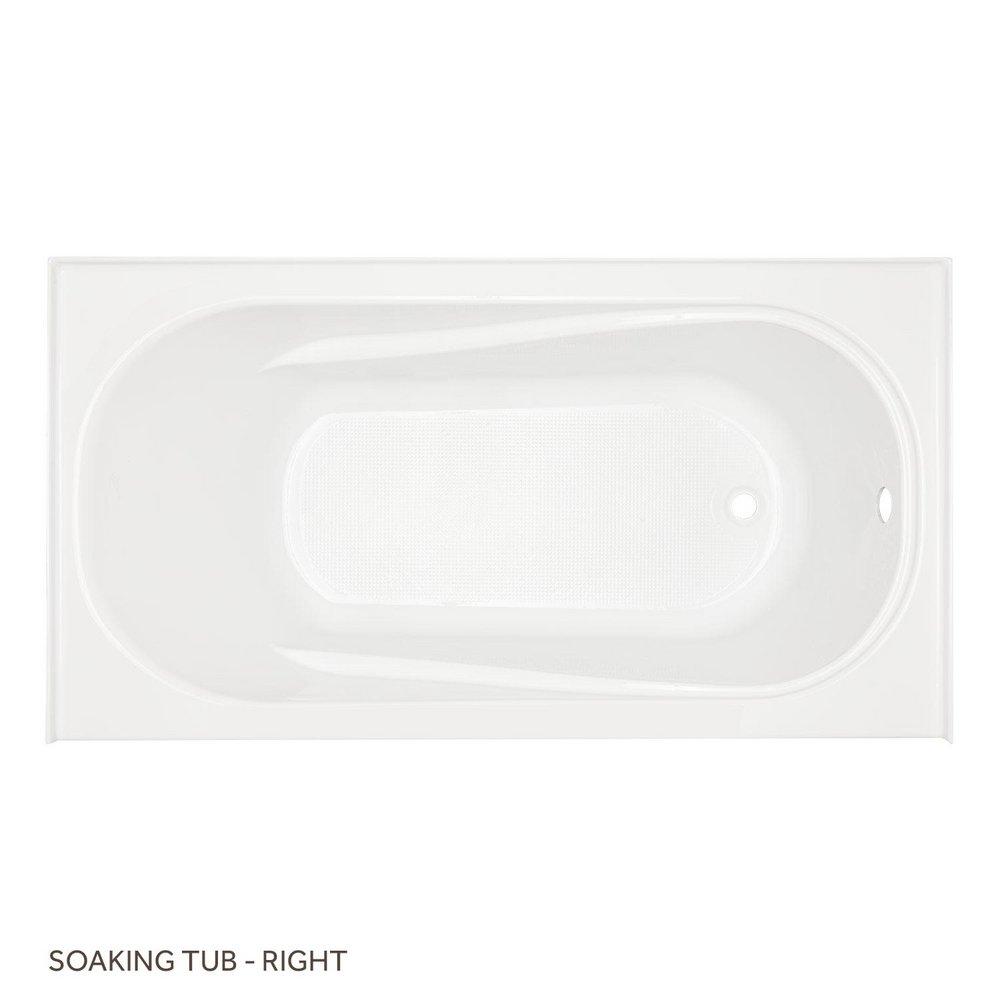 Signature Hardware White 59-3/4 x 32 in. Soaker Alcove Bathtub with Right Drain 