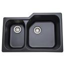 ROHL® Matte Black 33 x 22 in. No Hole Fireclay Double Bowl Undermount Kitchen Sink