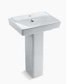 1-Hole Pedestal Lavatory Sink with Overflow Drain in White