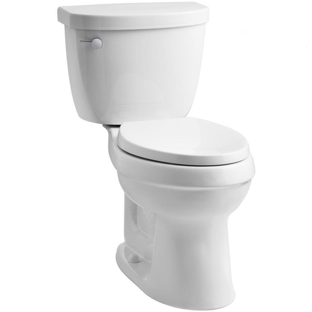 KOHLER White 1.28 gpf Elongated Two Piece Toilet with Left-Hand Trip Lever 