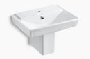 1-Hole Semi-Pedestal Bathroom Sink in White