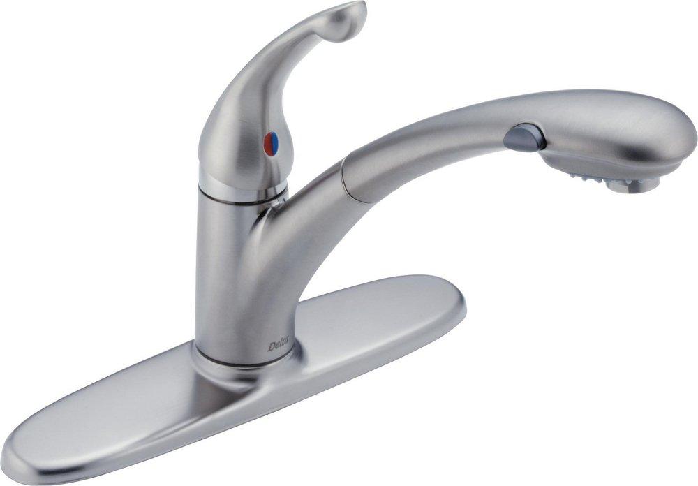 Delta Faucet Arctic Stainless Single Handle Pull Out Kitchen Faucet 
