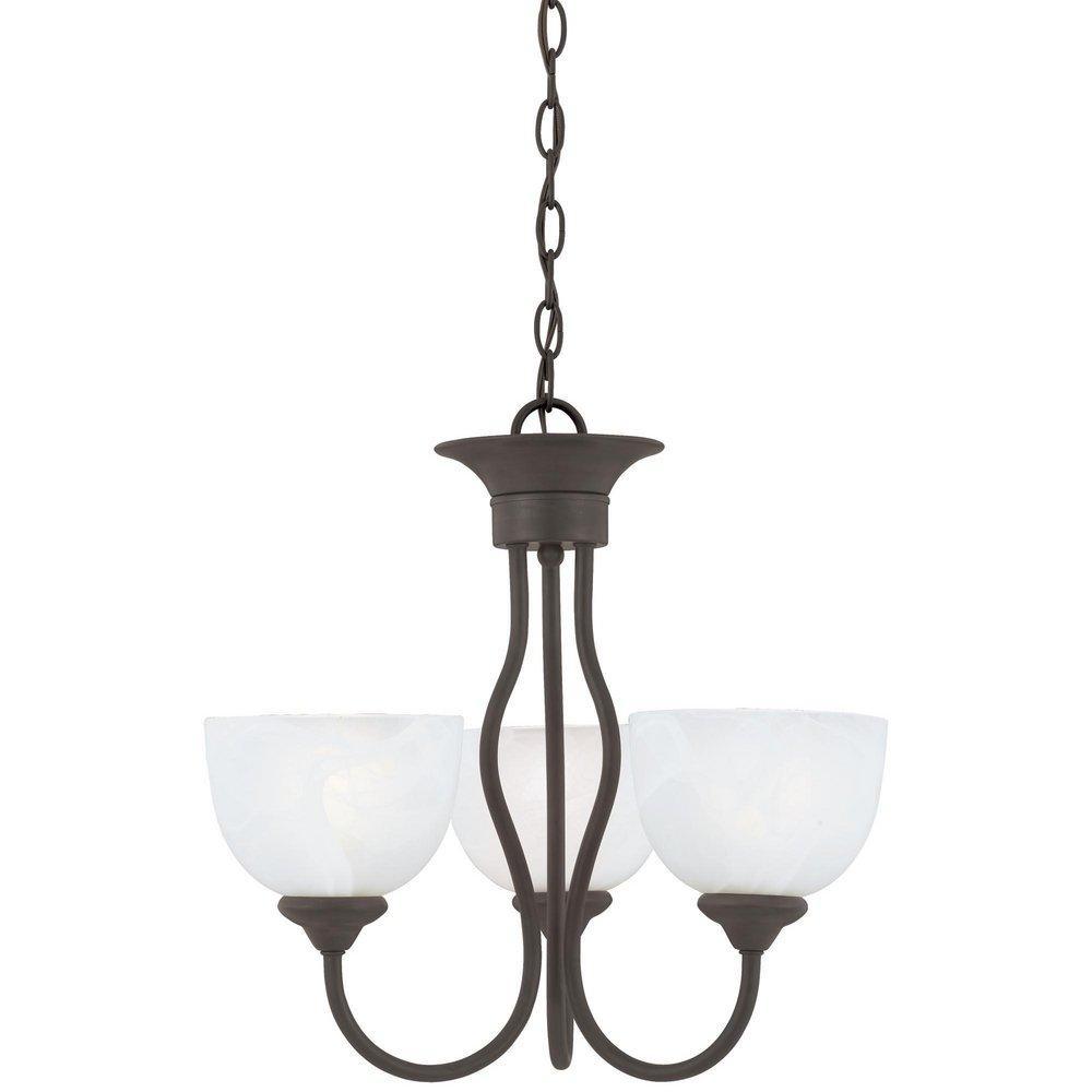 Thomas Lighting Painted Bronze 17 in. 100 W 3-Light Medium Chandelier with Alabaster Glass 