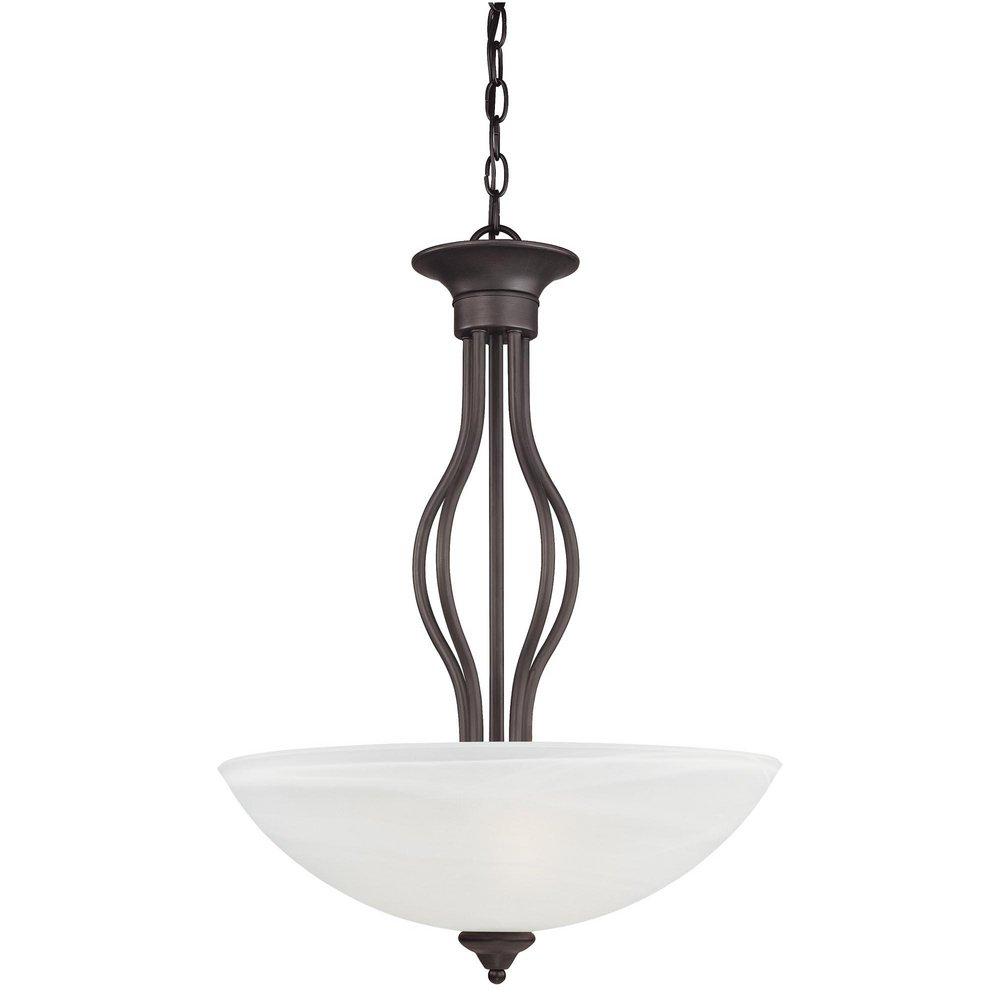 Thomas Lighting Painted Bronze 100 W 3-Light Medium Pendant with Alabaster Glass 