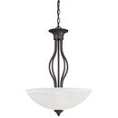 100 W 3-Light Medium Pendant with Alabaster Glass in Painted Bronze