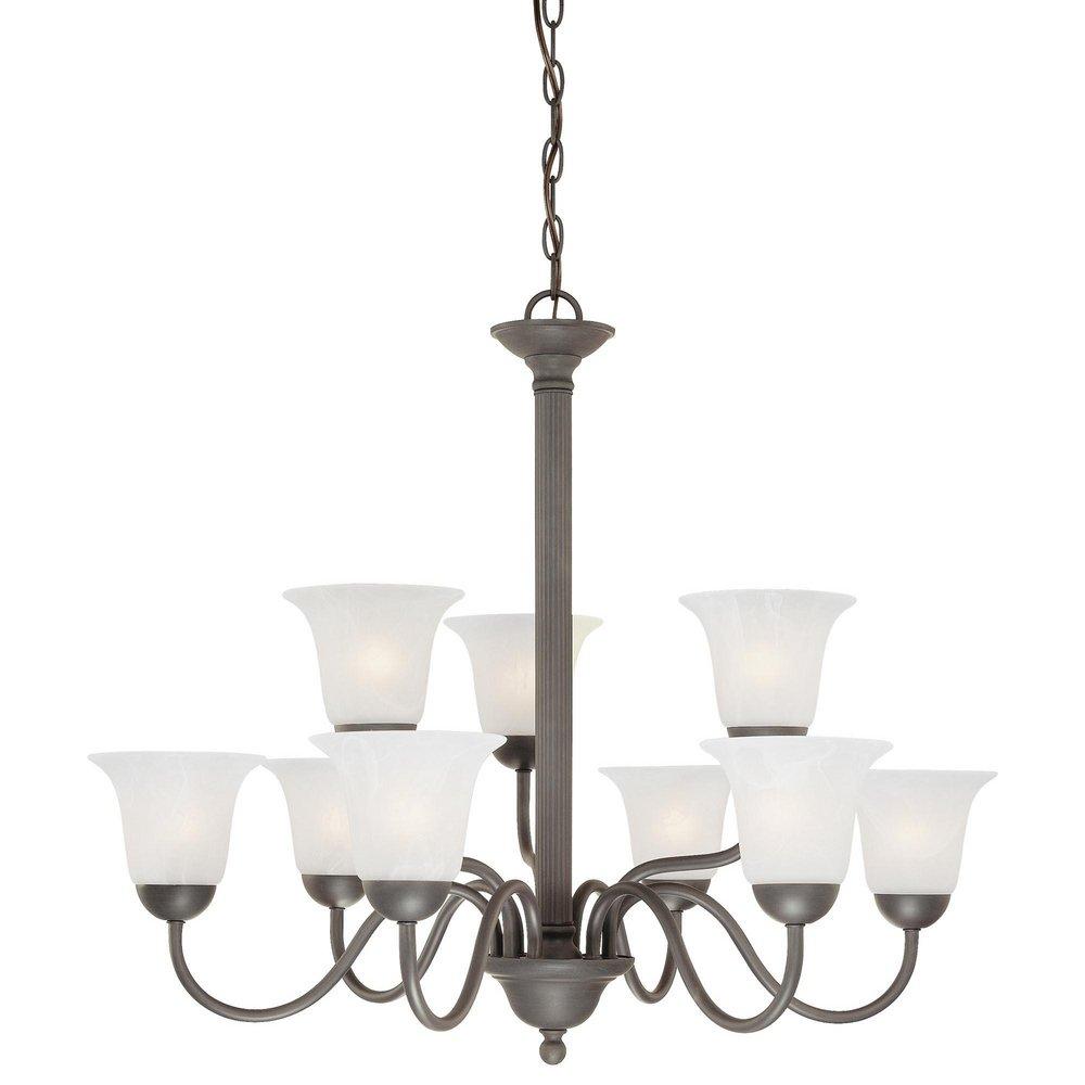 Thomas Lighting Painted Bronze 60 W 9-Light Medium Chandelier with Alabaster Glass 