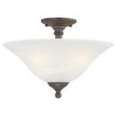 11-1/2 x 15-1/2 in. 100 W 3-Light Medium Semi-Flush Mount Ceiling Fixture with Alabaster Glass in Painted Bronze