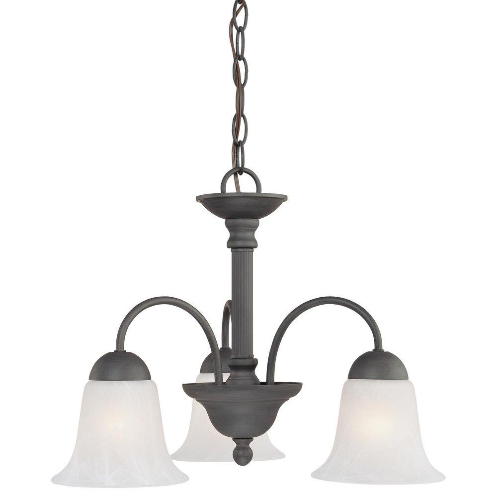 Thomas Lighting Painted Bronze 14 in. 100 W 3-Light Medium Chandelier with Alabaster Glass 