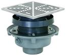 Sioux Chief No Hub Cast Iron Floor Drain Assembly with 8-1/2 in. Square 304 Stainless Steel Grate and Ring and Strainer 