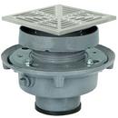 Sioux Chief Push Joint Cast Iron Floor Drain Assembly with 5-7/8 in. Square 304 Stainless Steel Grate and Ring and Strainer 