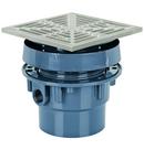 3 x 4 in. Hub PVC Floor Drain Assembly with 5-7/8 in. Square 304 Stainless Steel Grate and Ring and Strainer