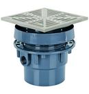 Sioux Chief Hub PVC Floor Drain Assembly with 5-7/8 in. Square 304 Stainless Steel Grate and Ring and Strainer 