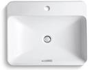 KOHLER White 23 in. Drop-in or Vessel Mount Rectangular Vitreous China Bathroom Sink 