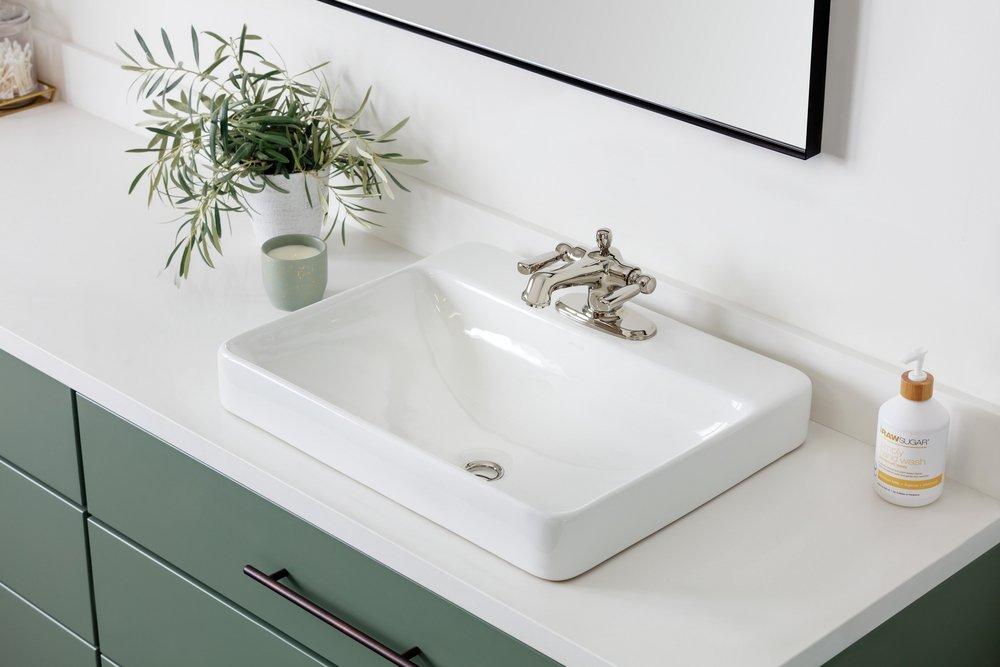 KOHLER White 23 in. Drop-in or Vessel Mount Rectangular Vitreous China Bathroom Sink 