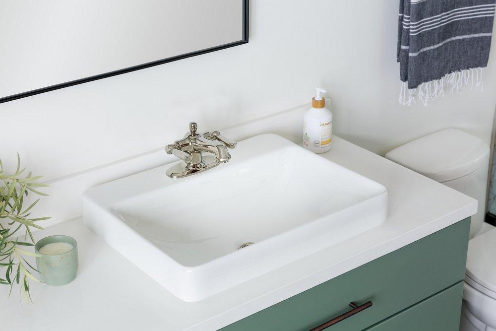KOHLER White 23 in. Drop-in or Vessel Mount Rectangular Vitreous China Bathroom Sink 